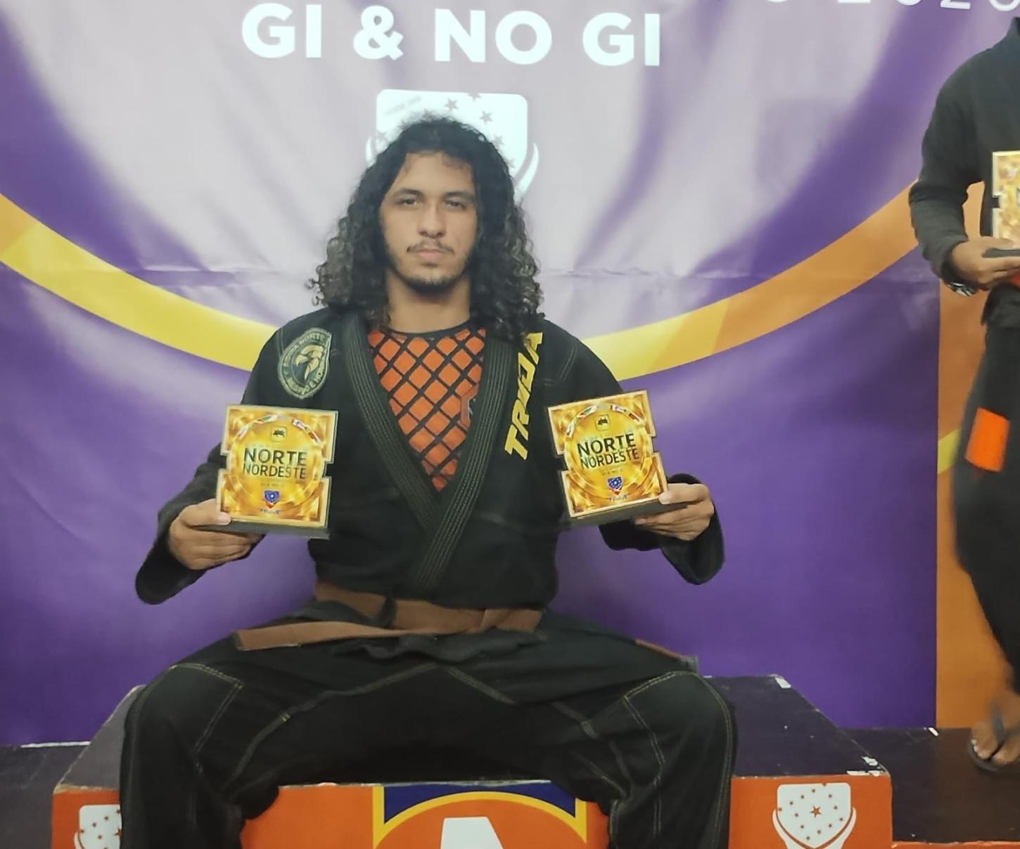 Pé quente em Manaus: Roraimense Thiago Oliveira é ouro duplo na Copa Norte-Nordeste de Jiu-jitsu 