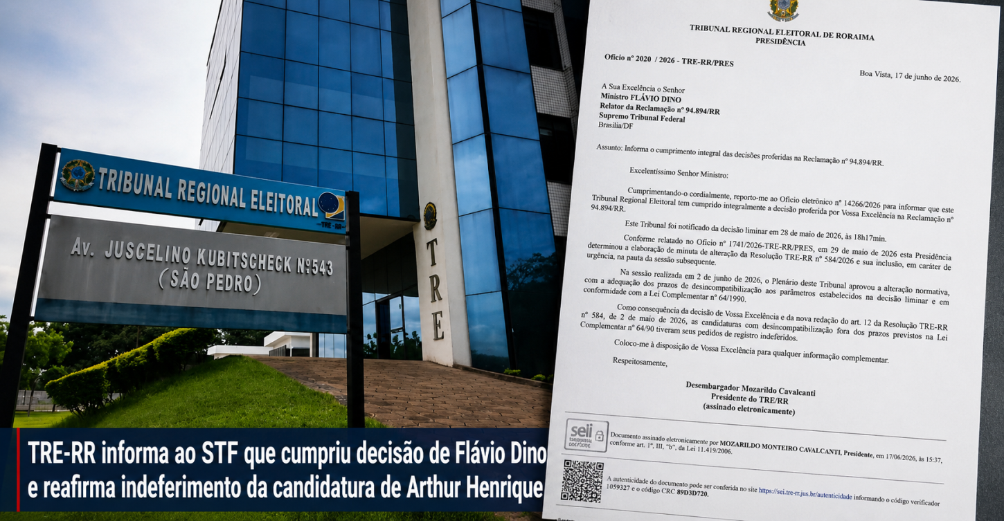TRE comunica STF sobre indeferimento da candidatura de Arthur Henrique